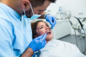 A patient undergoing full mouth reconstruction