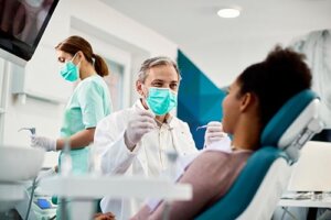 A patient during a dental bonding procedure